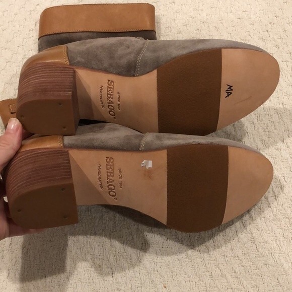Sebago Handcrafted Leather Suede Nell Ankle Heeled Booties Size 10M - Picture 4 of 6